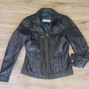 Marc New York. Leather Jacket.  Medium. Teal Lining, Moto, Soft Leather.euc
